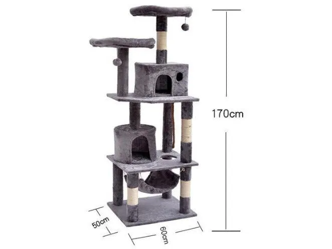 Cat Tree & Scratching Light Grey Beige 60*50*150 Pets Qatar