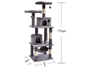 Cat Tree & Scratching Light Grey Beige 60*50*150 Pets Qatar