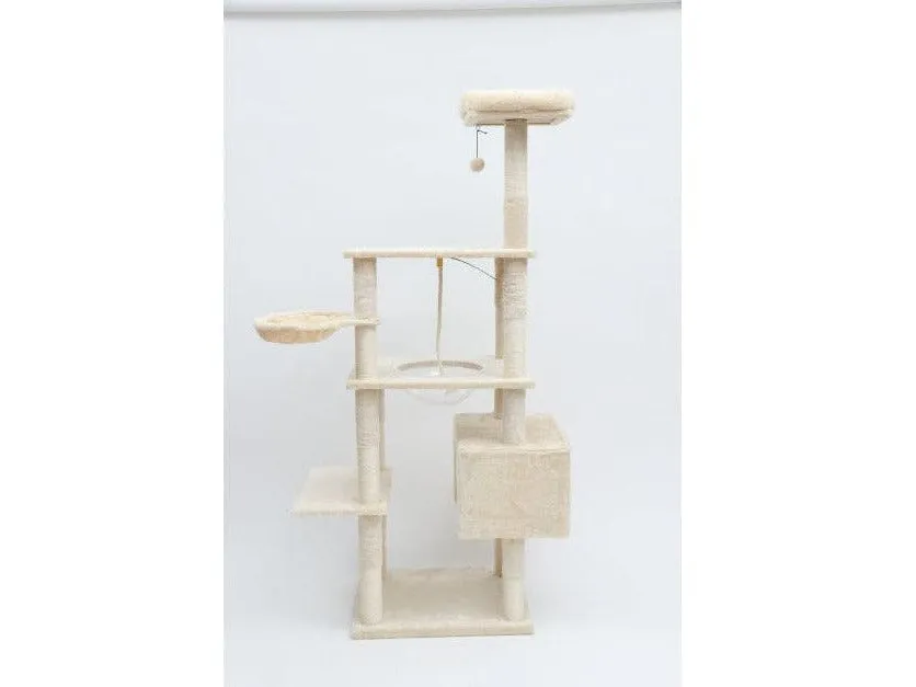Cat Tree Four-Layer Beige Single Box Single Litter Acrylic Cat Climbing Frame 60*49*H175 Pets Qatar