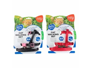 CAT WALKING SET WHITE DOTS 20-35cm / 10mm - 125cm Pets Qatar