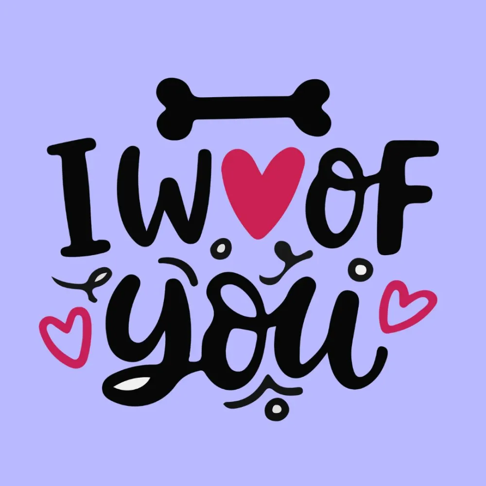 Cheeku I Woof You Graphic Cotton T Shirt for Dogs and Cats (Lavender)