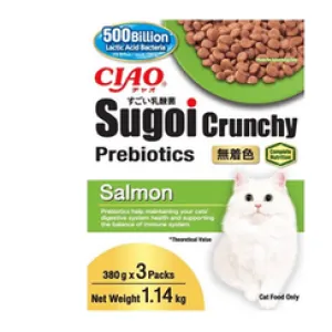CIAO Sugoi Crunchy Salmon Flavor Plus Prebiotics 1.14kg (380gx3) Pets Qatar
