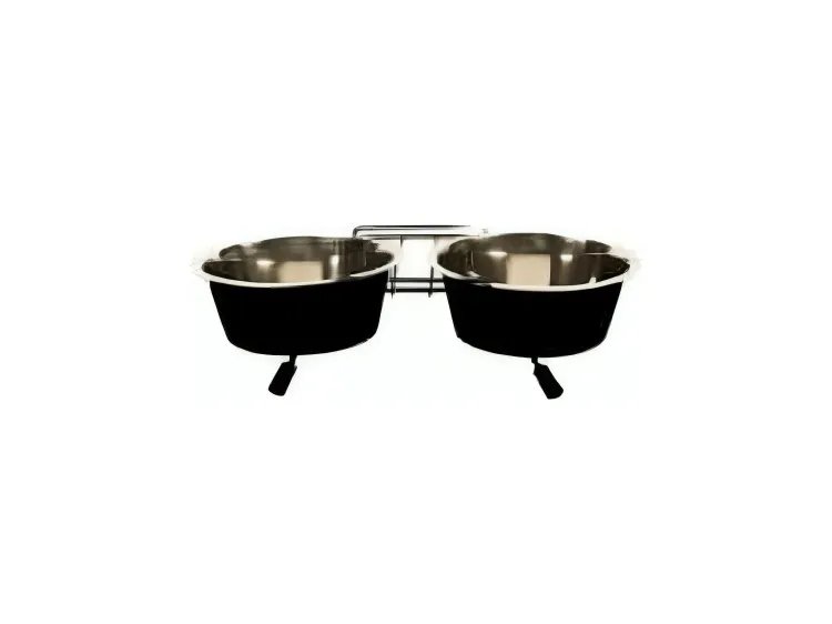 DINNER SET WIRE STAND   BOWLS 950ml - M - 2x16cm mixed colors Pets Qatar