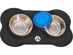 DUET stainless steel bowls with silicone mat 400ml x 2 Pets Qatar