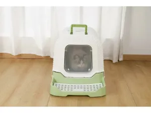 Eco Rattan Cat Litter Box White & Green Pets Qatar