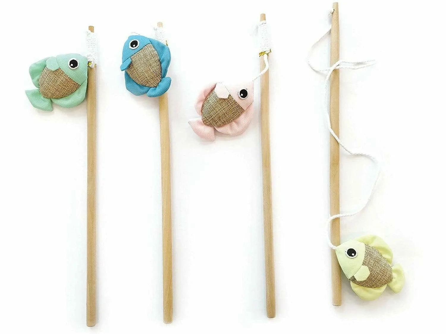 FISH CAT WAND - 35 CM YELLOW, GREEN, BLUE, PINK Pets Qatar