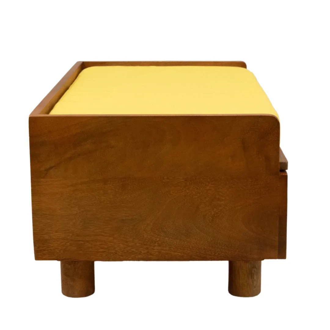 FurryLiving Hibachi Bed with Storage for Dogs (Honey/Yellow Cushion)