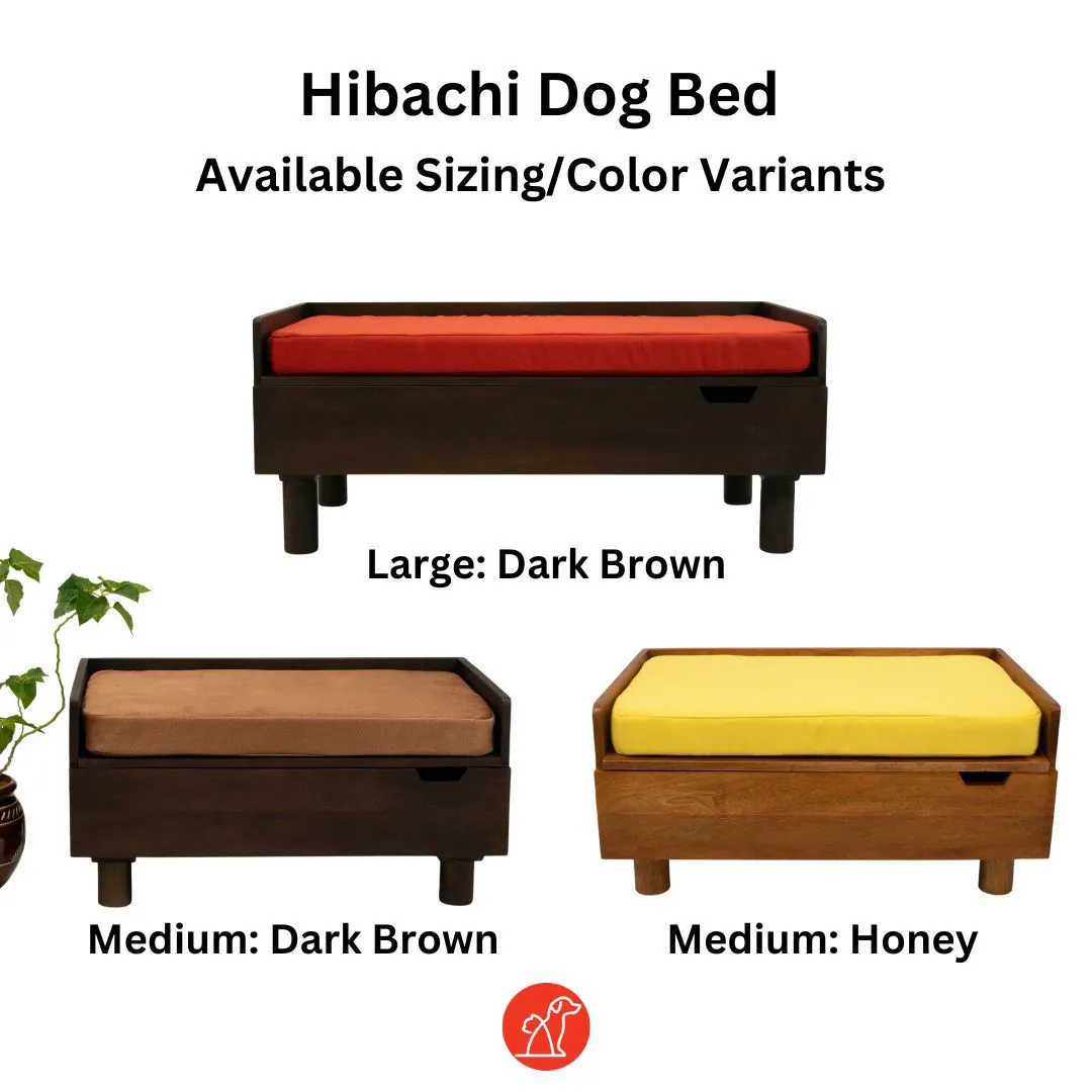 FurryLiving Hibachi Bed with Storage for Dogs (Honey/Yellow Cushion)