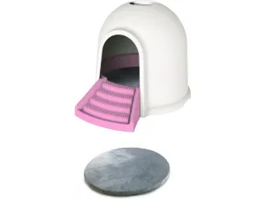 IGLOO CAT LITTER BOX - 2 IN 2 WHITE & PINK Pets Qatar