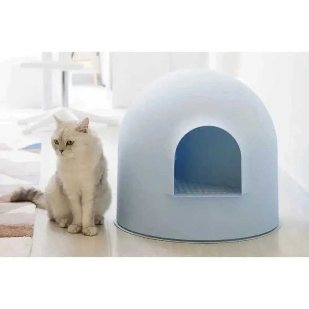 IGLOO CAT LITTER BOX - 2 IN 3 WHITE & BLUE Pets Qatar