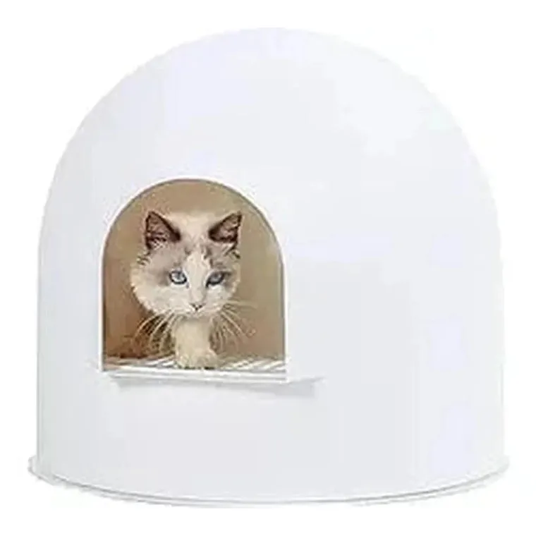 IGLOO CAT LITTER BOX - 2 IN 3 WHITE & BLUE Pets Qatar