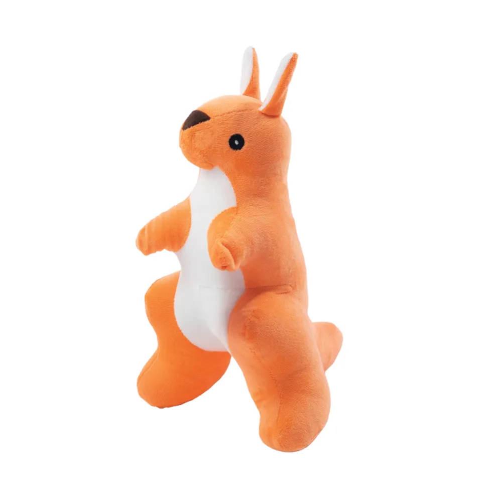 Kibbo Non Toxic & Durable Soft Stuffed Kangaroo Chew Toy for Dogs and Cats (Neon Red)