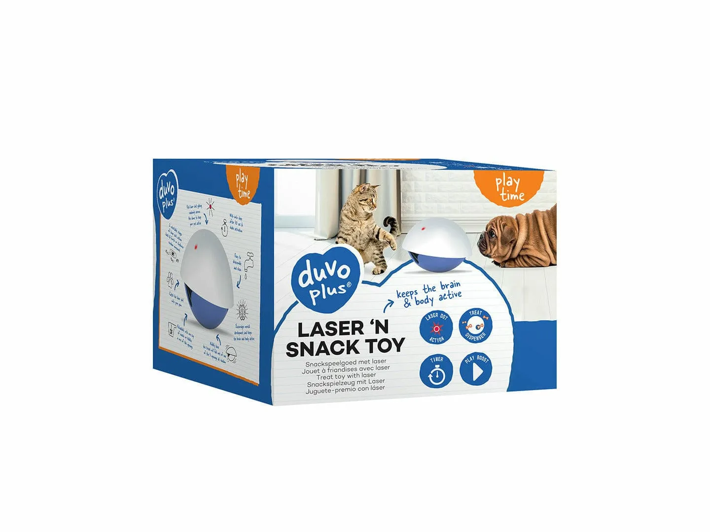 LASER `N SNACK TOY 19x19x15cm white/blue Pets Qatar