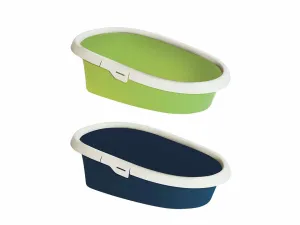 Litter Tray Excalibur With Rim 43x31x14cm night blue/bitter green Pets Qatar