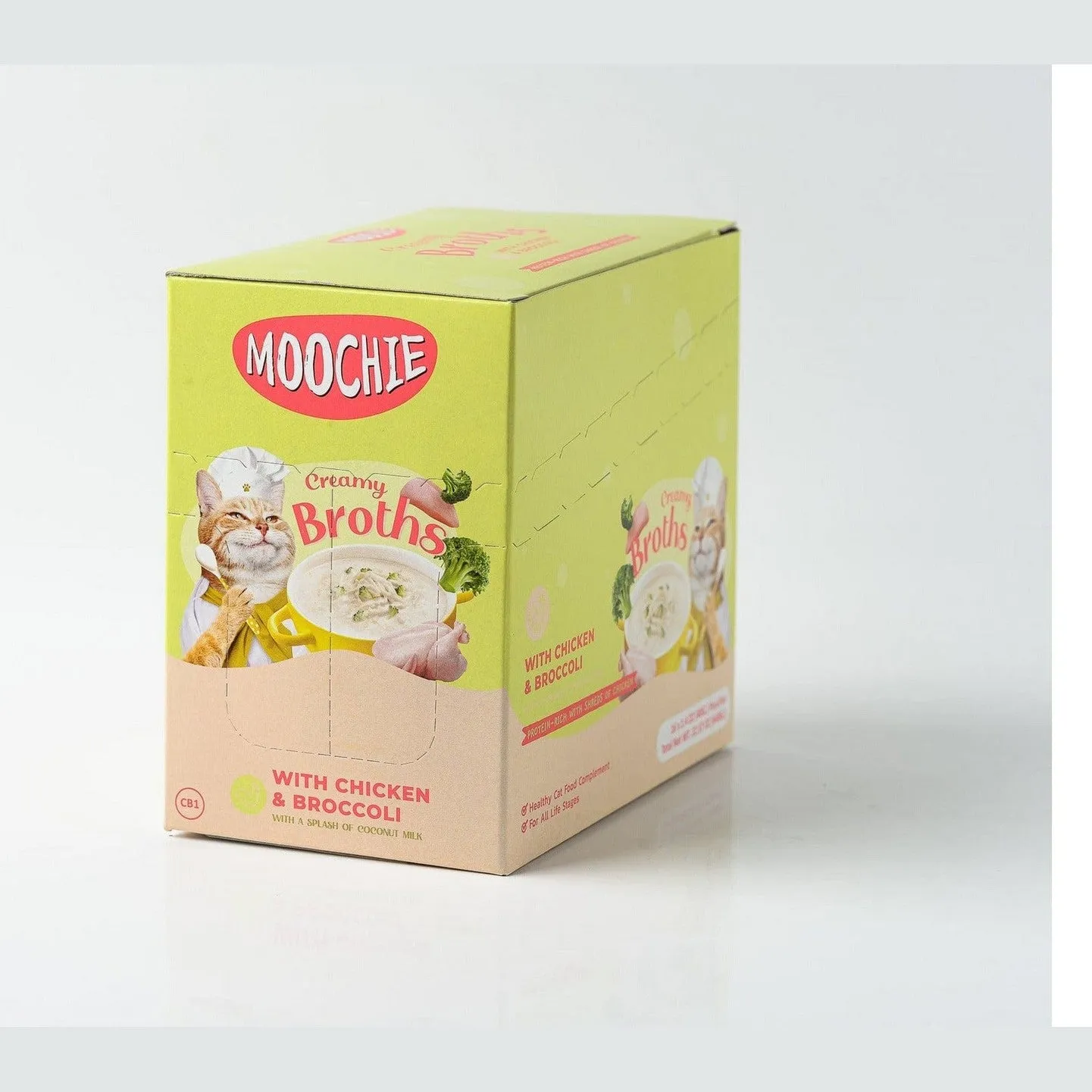 Moochie Broth Chicken & Broccoli 16x40g Pouchs Pets Qatar