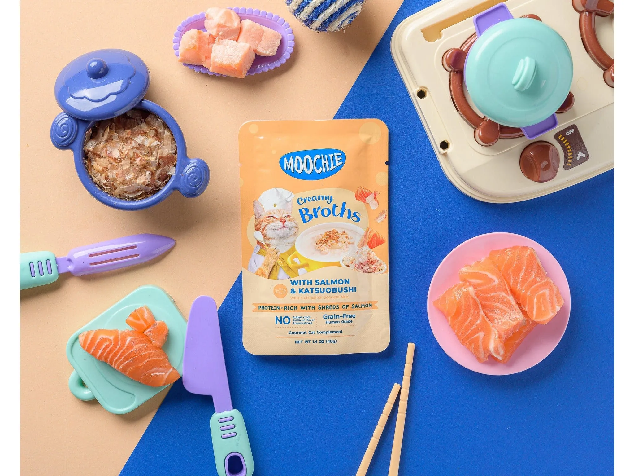 Moochie Broth Tuna & Salmon 16x40g Pouchs Pets Qatar