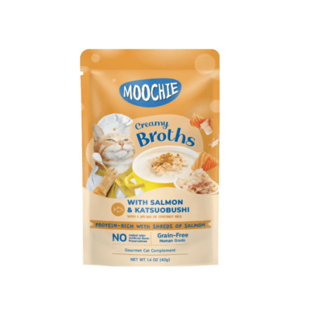 MOOCHIE CREAMY BROTH WITH SALMON & KATSUOBUSHI 40g POUCH Pets Qatar
