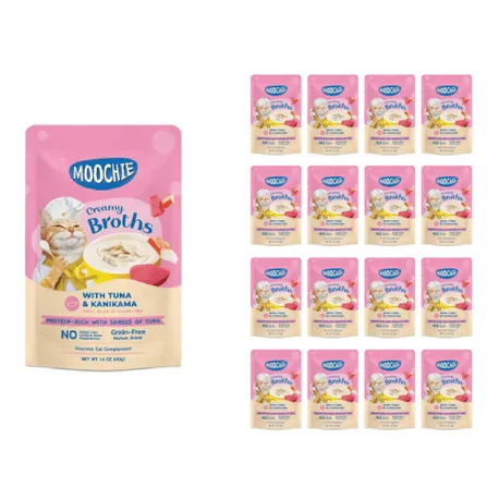 MOOCHIE CREAMY BROTH WITH TUNA & KANIKAMA 40gX16 POUCHS Pets Qatar