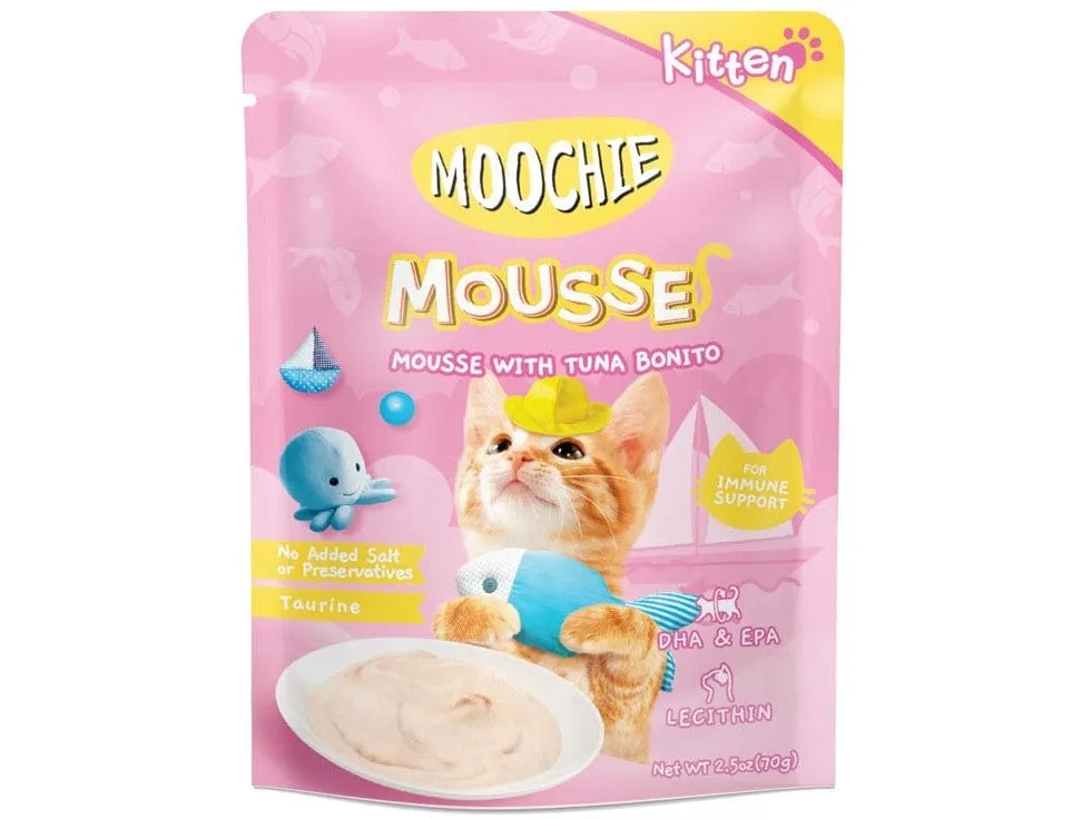 Moochie Kitten Mousse With Tuna Bonito  12X70G.  Pouch Pets Qatar