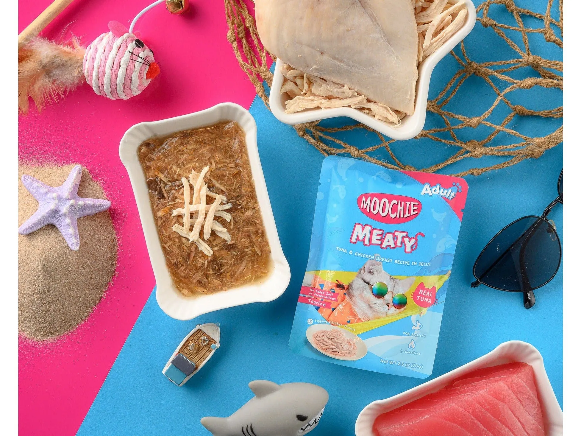 Moochie Meaty Tuna & Chicken Breast Recipe In Jelly  70G  Pouch Pets Qatar