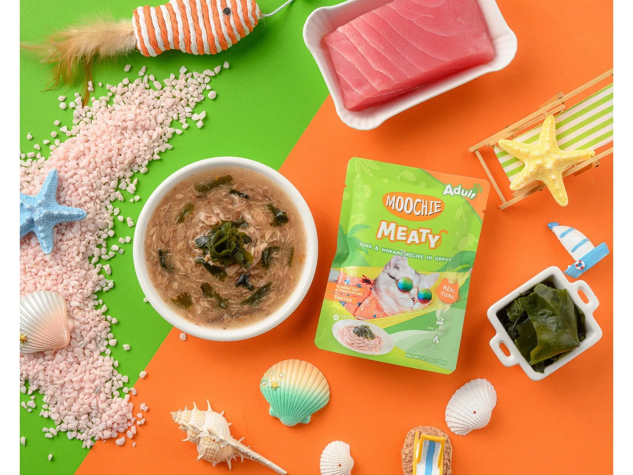Moochie Meaty Tuna & Wakame Recipe in gravy 12x70g Pouchs Pets Qatar