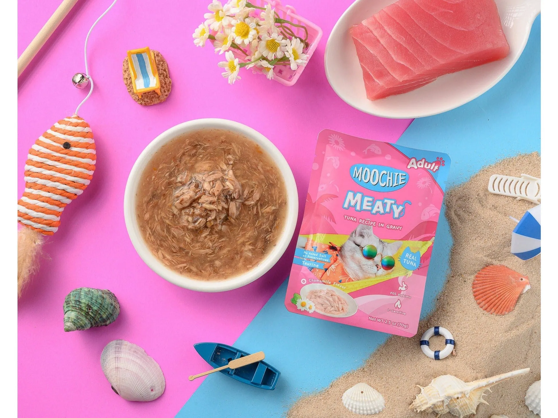 Moochie Meaty Tuna Recipe in gravy 12x70g Pouchs Pets Qatar