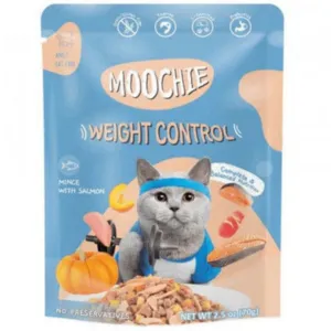 Moochie Mince With Salmon (Weight Control) 70G  Pouch Pets Qatar