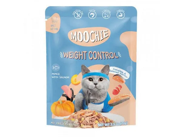 MOOCHIE MINCE WITH SALMON (WEIGHT CONTROL)12x70g Pouchs Pets Qatar