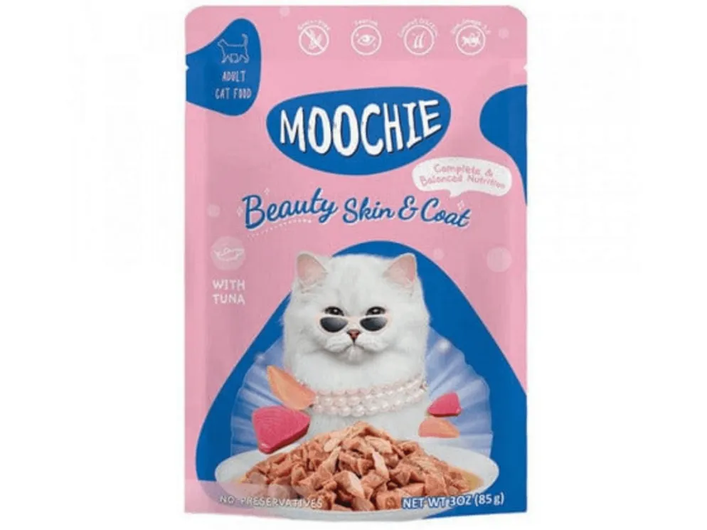 Moochie Mince With Tuna (Beaty Skin & Coat) 70G  Pouch Pets Qatar