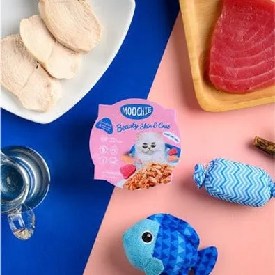 MOOCHIE MINCE WITH TUNA (BEATY SKIN & COAT)12x85g Cups Pets Qatar