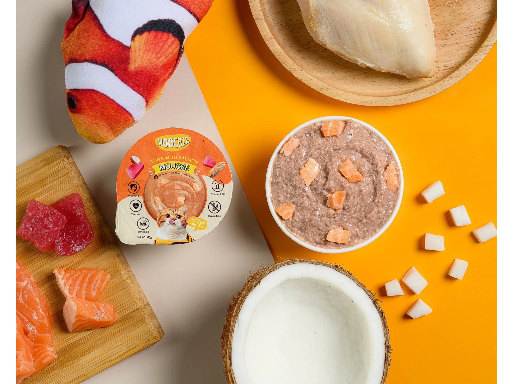 Moochie Mousse Tuna With Salmon  85G  Cup Pets Qatar