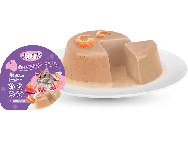 MOOCHIE PATE WITH PRAWN (HAIRBALL CARE)12x85g Cups Pets Qatar