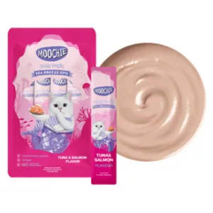 Moochie Tuna & Salmon Flavor Mousse  5X15G Pouch Sachet Pets Qatar