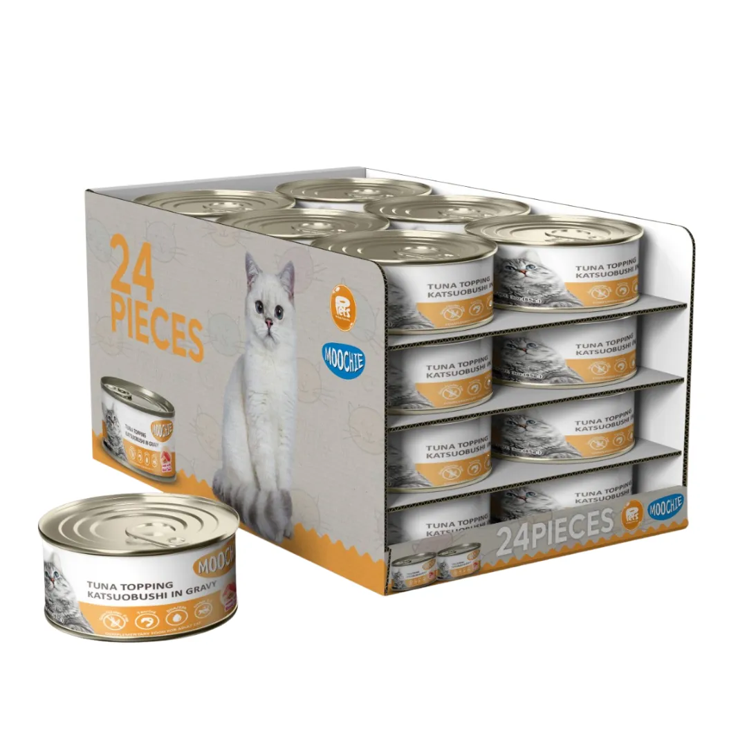 MOOCHIE TUNA TOPPING KATSUOBUSHI IN GRAVY 24X85g Pets Qatar