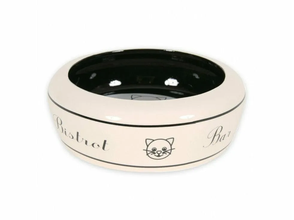 No Waste Ceramic Cat Bowl Bar - White 300ml Pets Qatar