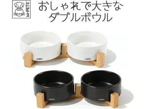 OPERA Ceramic Bowls with Bamboo Stand 2x350 ml Pets Qatar