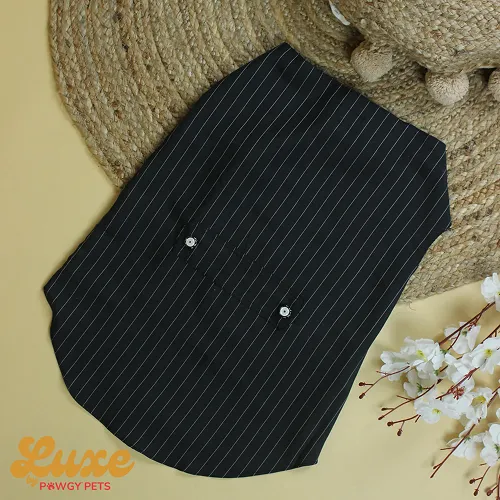 Pawgypets Luxe Stripe Bowtie Tuxedo for Dogs and Cats (Black)