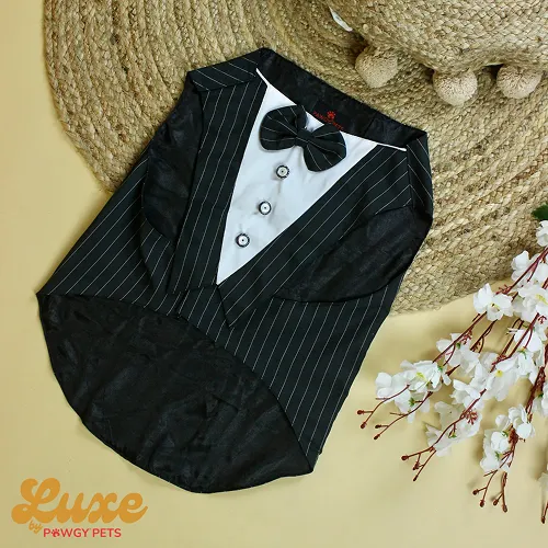 Pawgypets Luxe Stripe Bowtie Tuxedo for Dogs and Cats (Black)