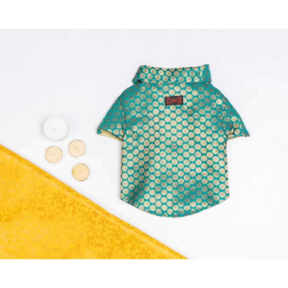 Pawgypets Occasion Wear Shirt for Dogs and Cats (Teal Blue)