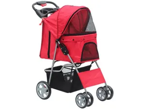 Pawise Pet Stroller With 4 Wheels-Red 68X46X100Cm Pets Qatar