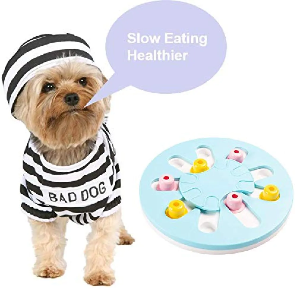 Pet Vogue Slow Feeder Puzzle Toy with Dispenser for Dogs and Cats (Blue)