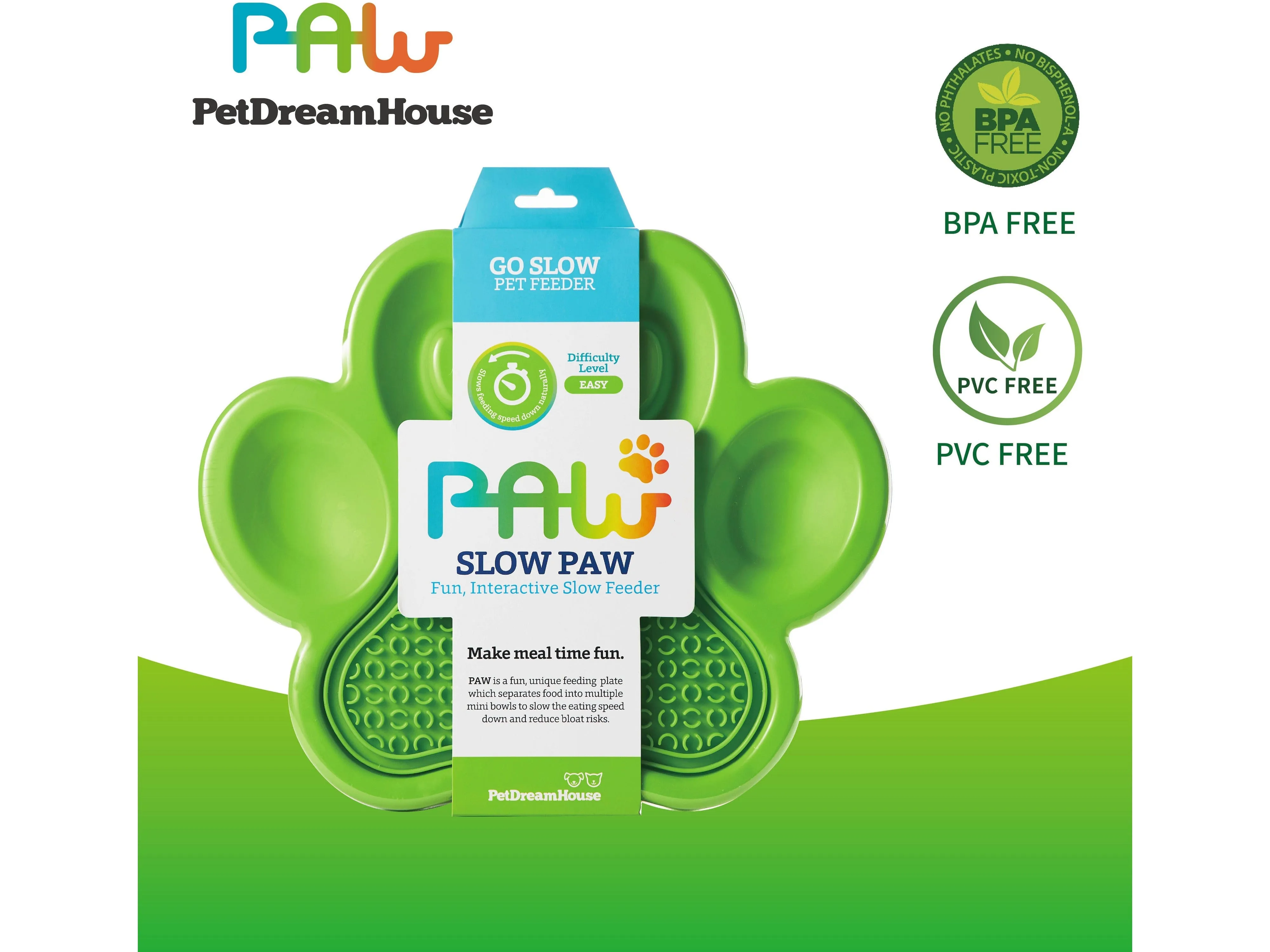 PetDreamHouse PAW 2-in-1 Slow Feeder & Lick Pad Green Pets Qatar