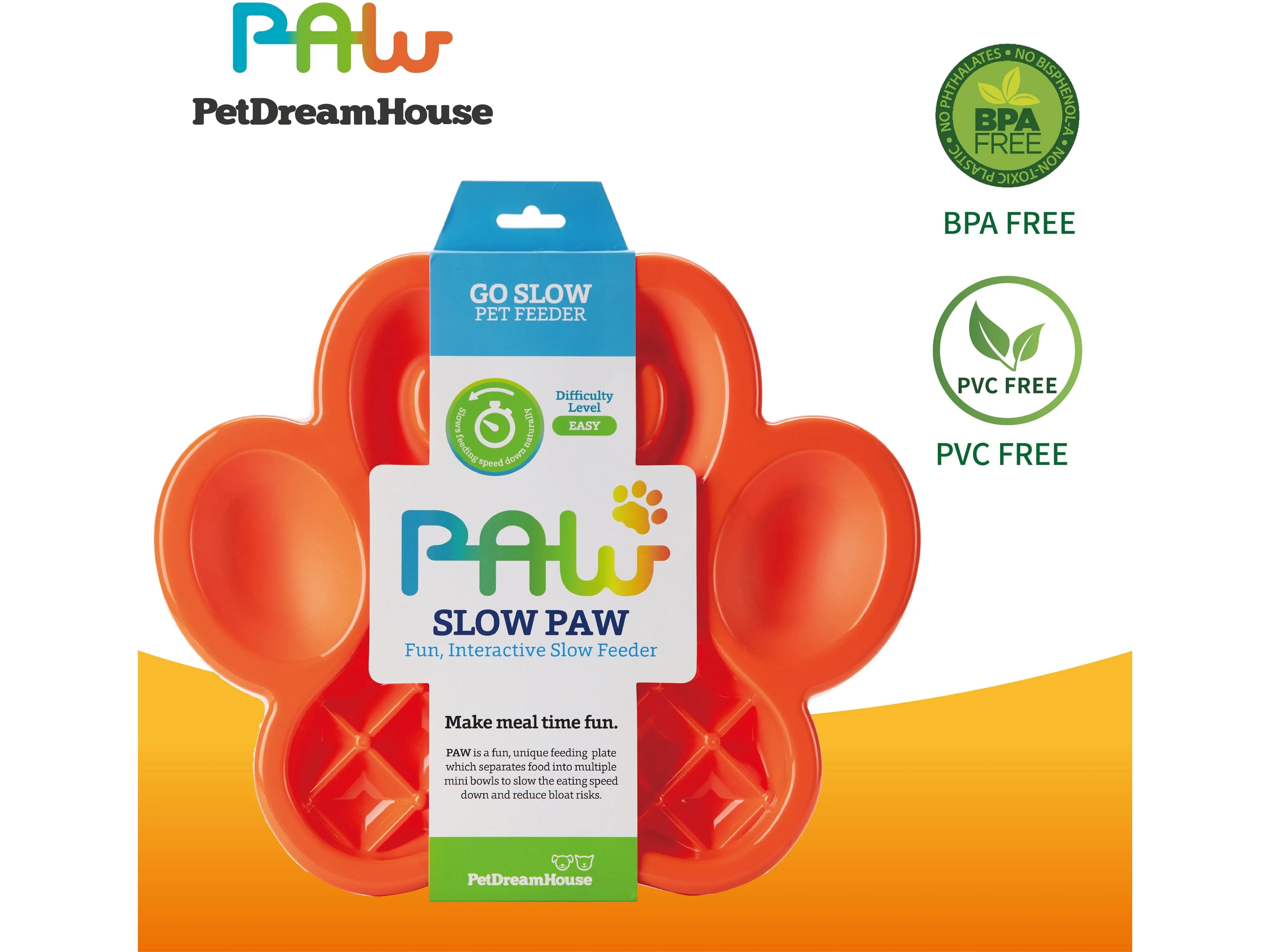 PetDreamHouse PAW Slow Feeder Orange Pets Qatar