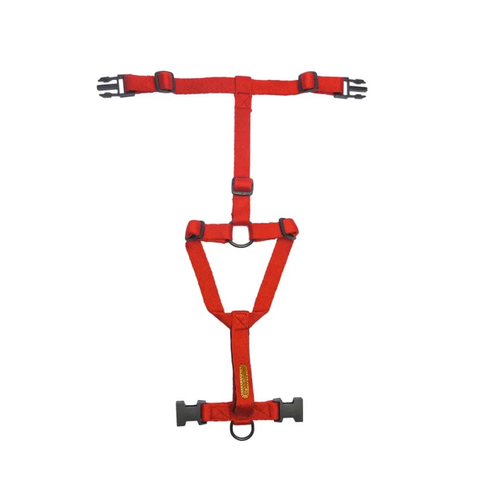 PetWale Cotton Adjustable H Harness for Dogs (Red)