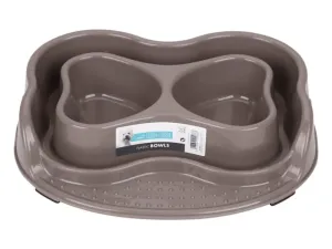 PLASTIC BOWL - 2 x 500 ML BROWN Pets Qatar