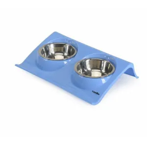 Plastic tray with 2 steel bowls Pets Qatar