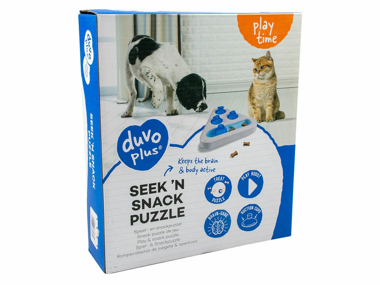 Seek n snack puzzle - triangle 24x24x5,5cm white/blue Pets Qatar