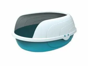 Sherbin Cat Litter Tray With Rim Blue & White Pets Qatar