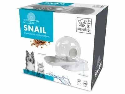 Snail Water Dispenser & Food Bowl 2 In 1 Grey Pets Qatar