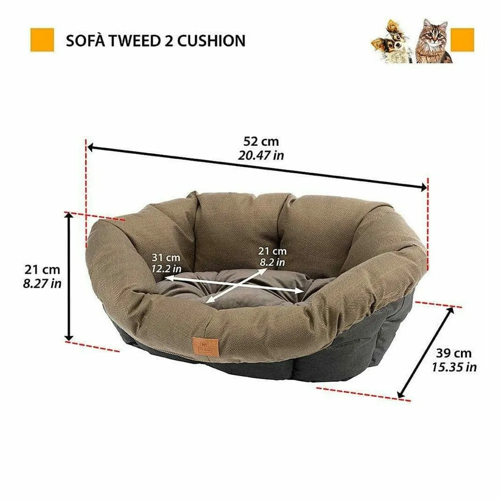 Sofa 2 Tweed Cushion Brown Pets Qatar